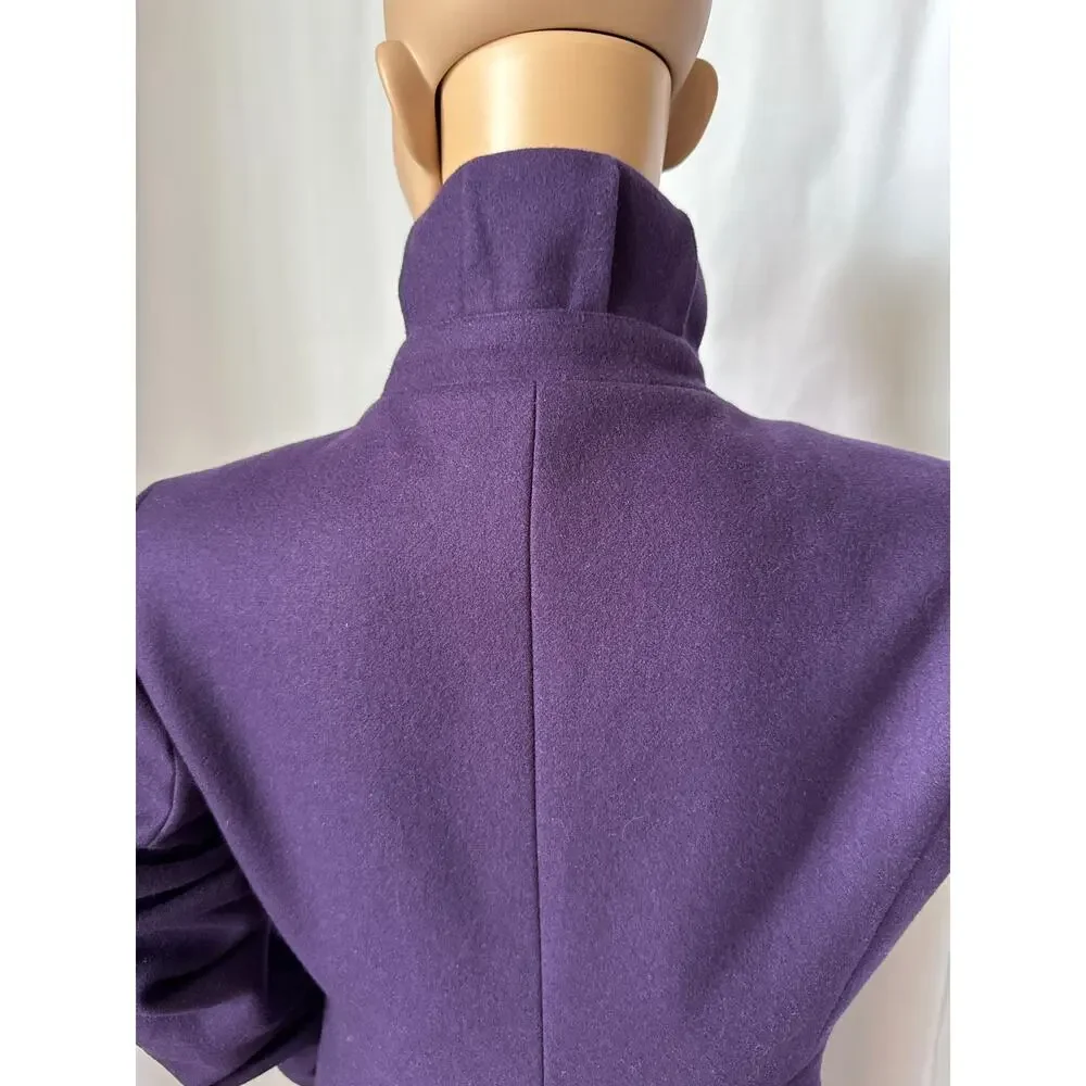 J. Crew Uptown Dress Purple coat pleated stand collar preppy size 2